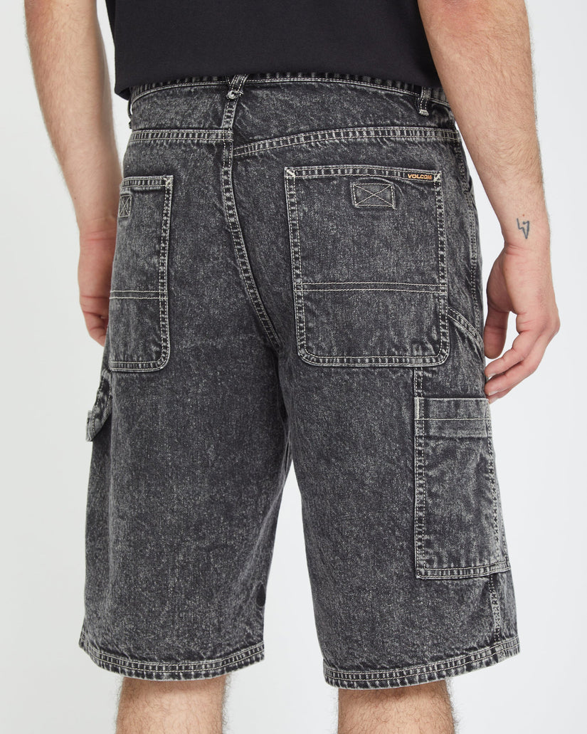 Labored Denim Utility Short - LIGHT ACID BLACK