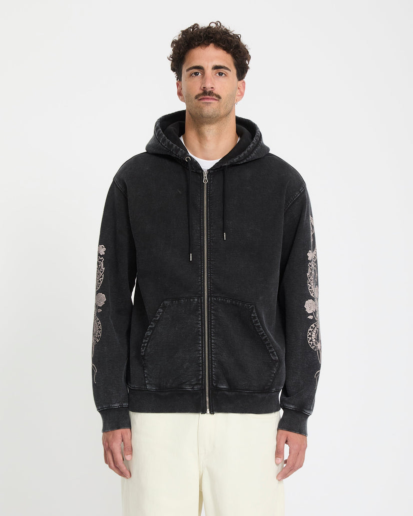 Die By The Stone Full Zip Hoodie - Light Acid Black