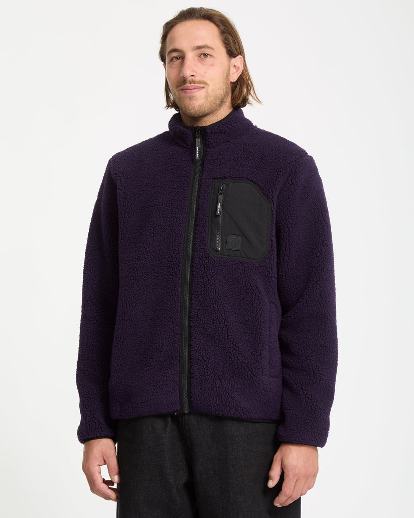 Muzzer Fuzzar Zip Sherpa Sweatshirt - Dark Purple