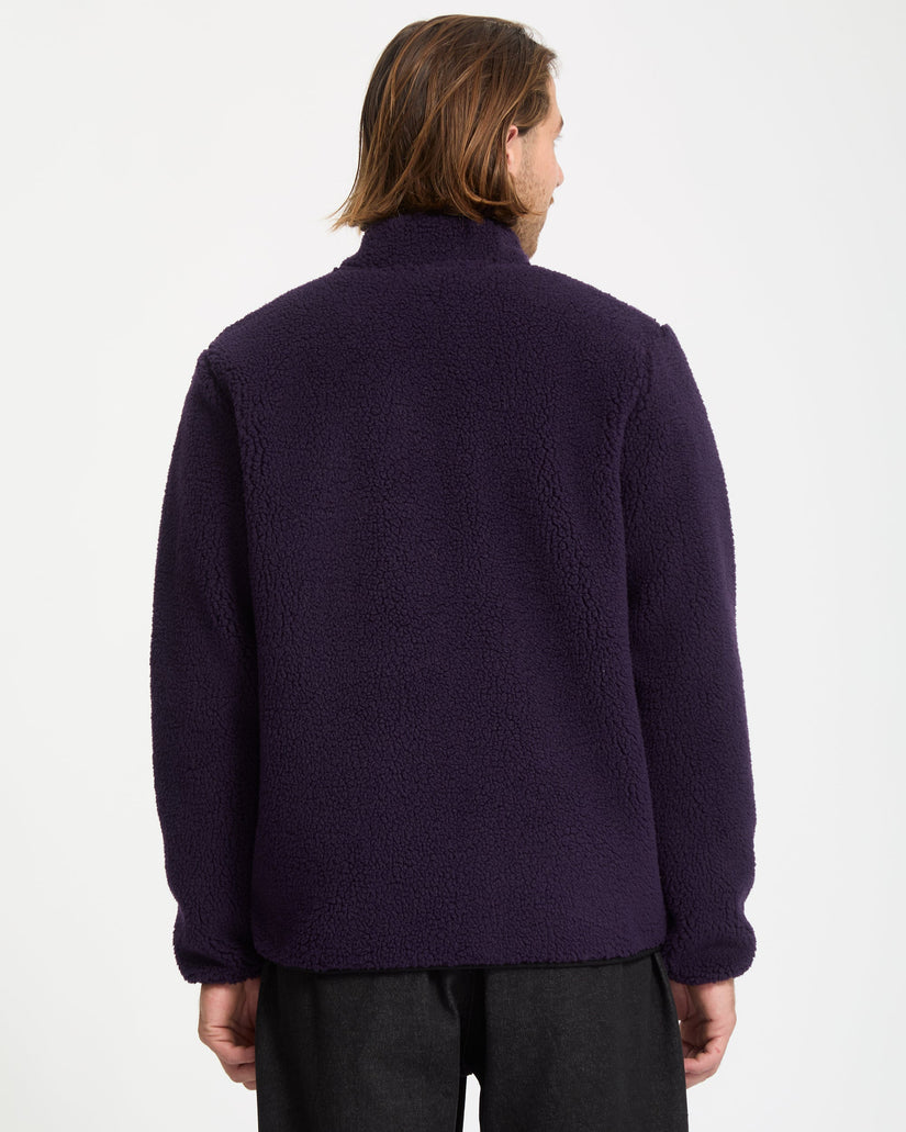 Muzzer Fuzzar Zip Sherpa Sweatshirt - Dark Purple
