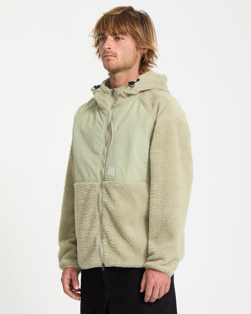 Nomaa Sherpa Zip Sherpa Hoodie - Green Tea