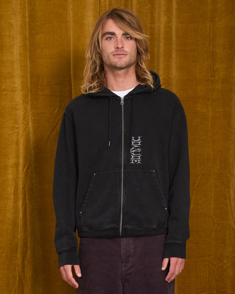 Studder Zip Hoodie - Black