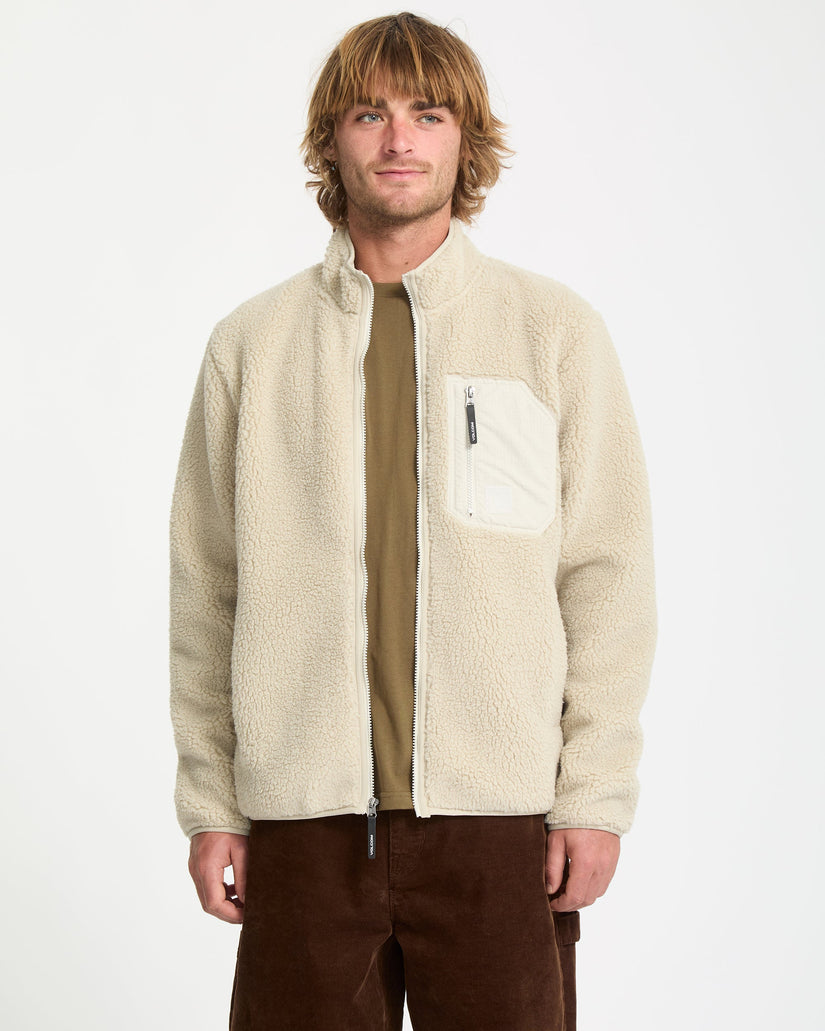 Muzzer Fuzzar Zip Sherpa Sweatshirt - Stone