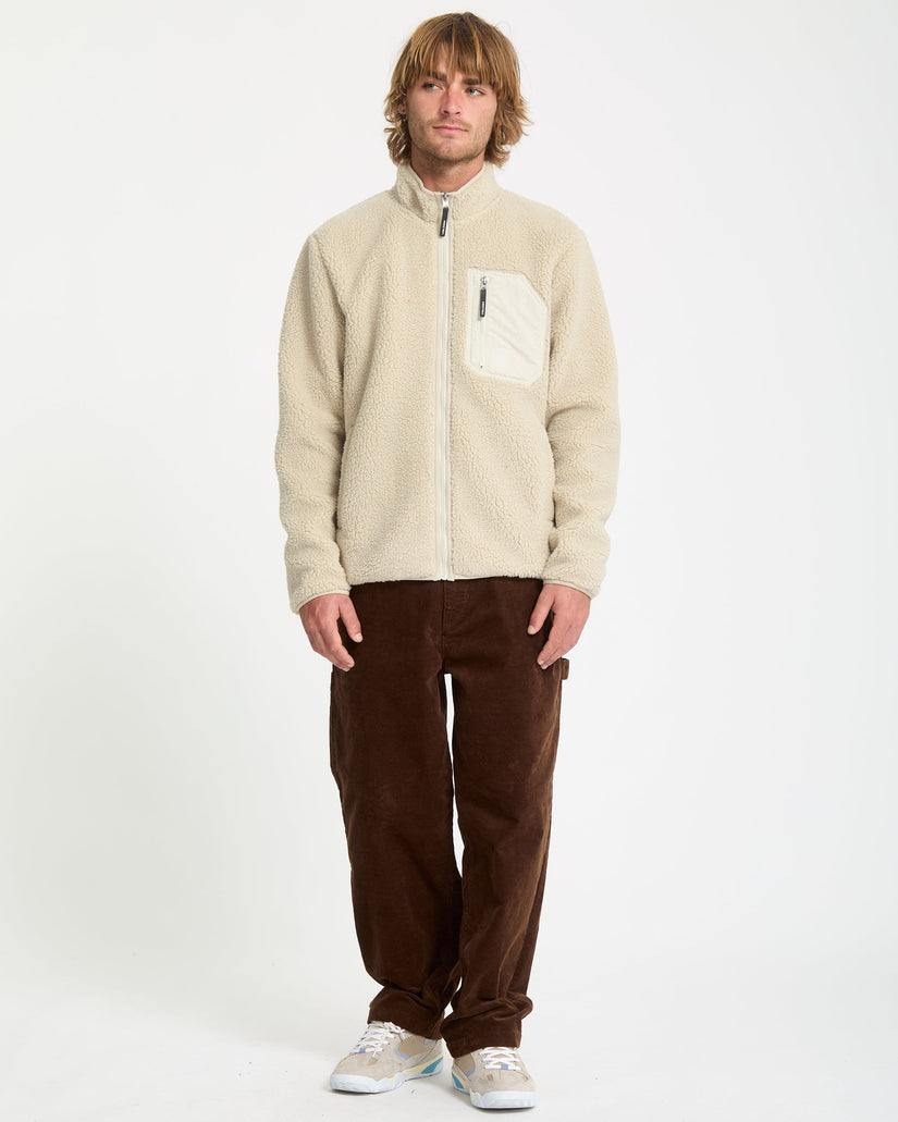 Muzzer Fuzzar Zip Sherpa Sweatshirt - Stone
