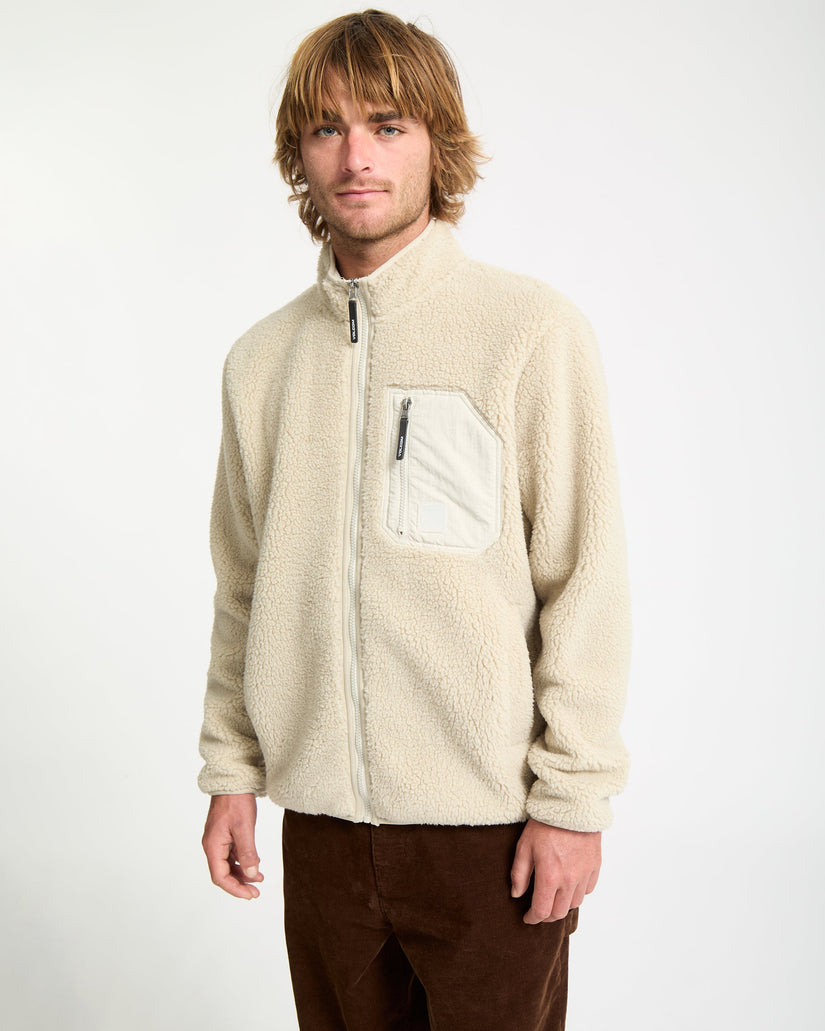 Muzzer Fuzzar Zip Sherpa Sweatshirt - Stone