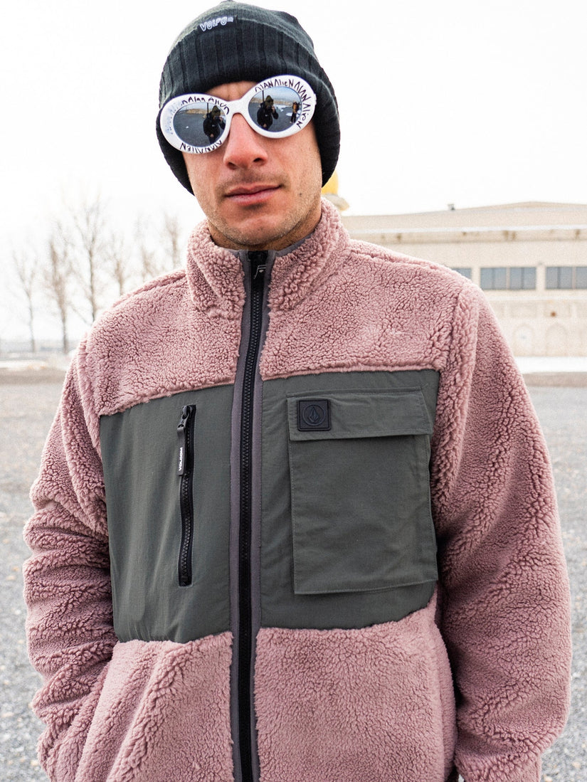 Storm Stone Zip Sherpa Sweatshirt - BORDEAUX BROWN