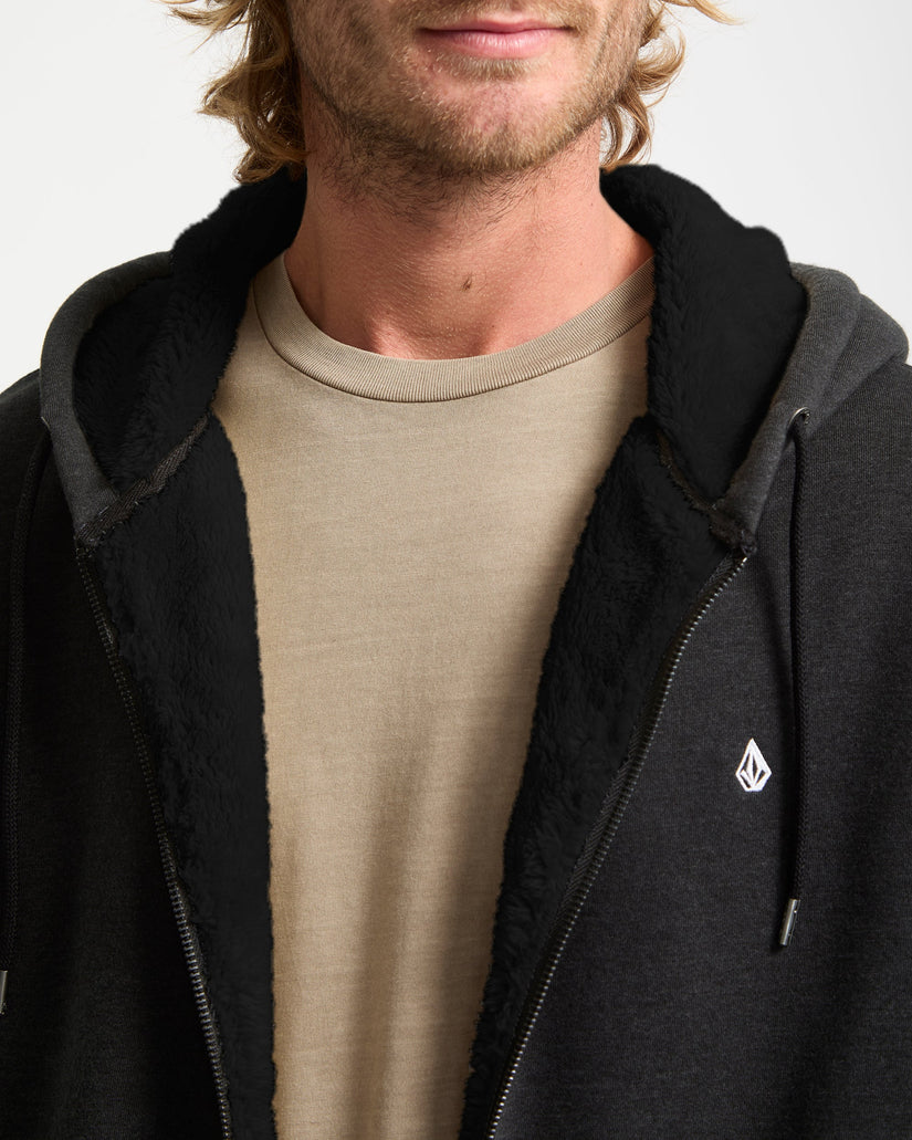 Single Stone Lined Zip Hoodie - Heather Black