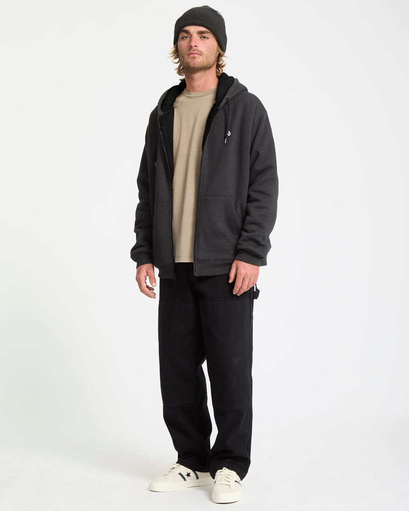 Single Stone Lined Zip Hoodie - Heather Black