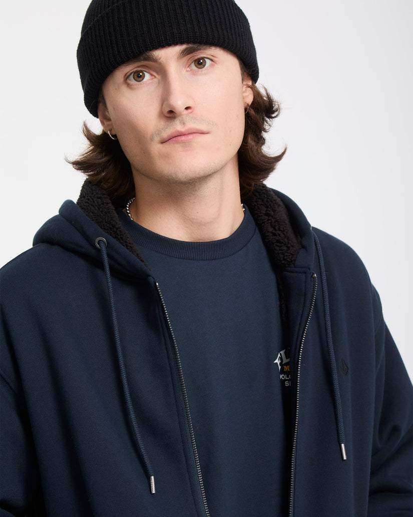 Single Stone Lined Zip Hoodie - Marine
