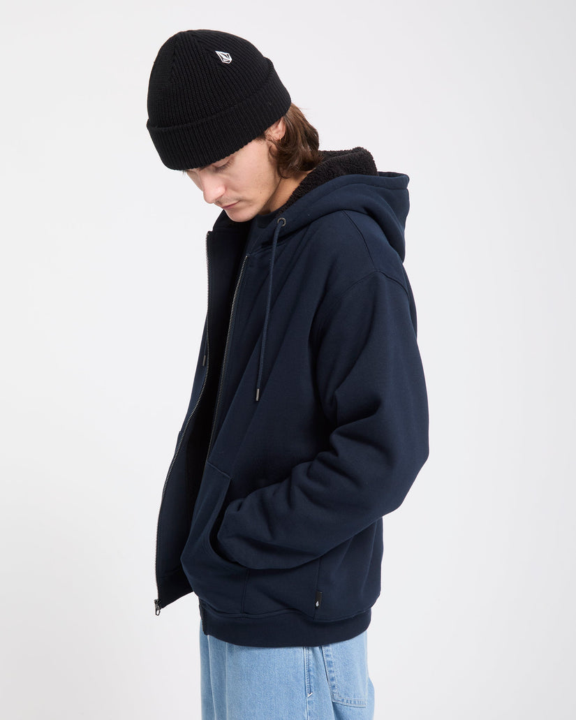Single Stone Lined Zip Hoodie - Marine