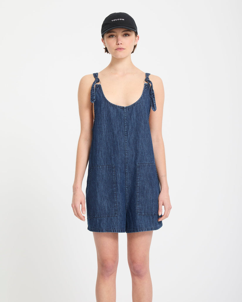 Lived In Short Romper - Deja Blue
