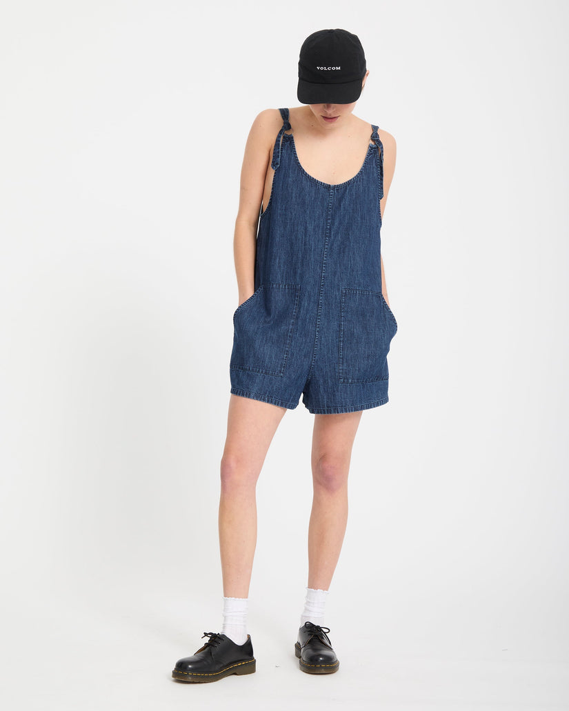 Lived In Short Romper - Deja Blue