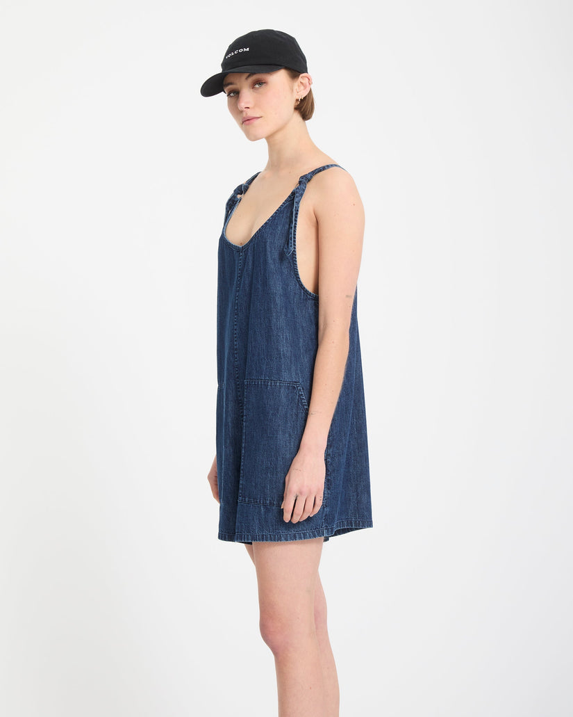 Lived In Short Romper - Deja Blue