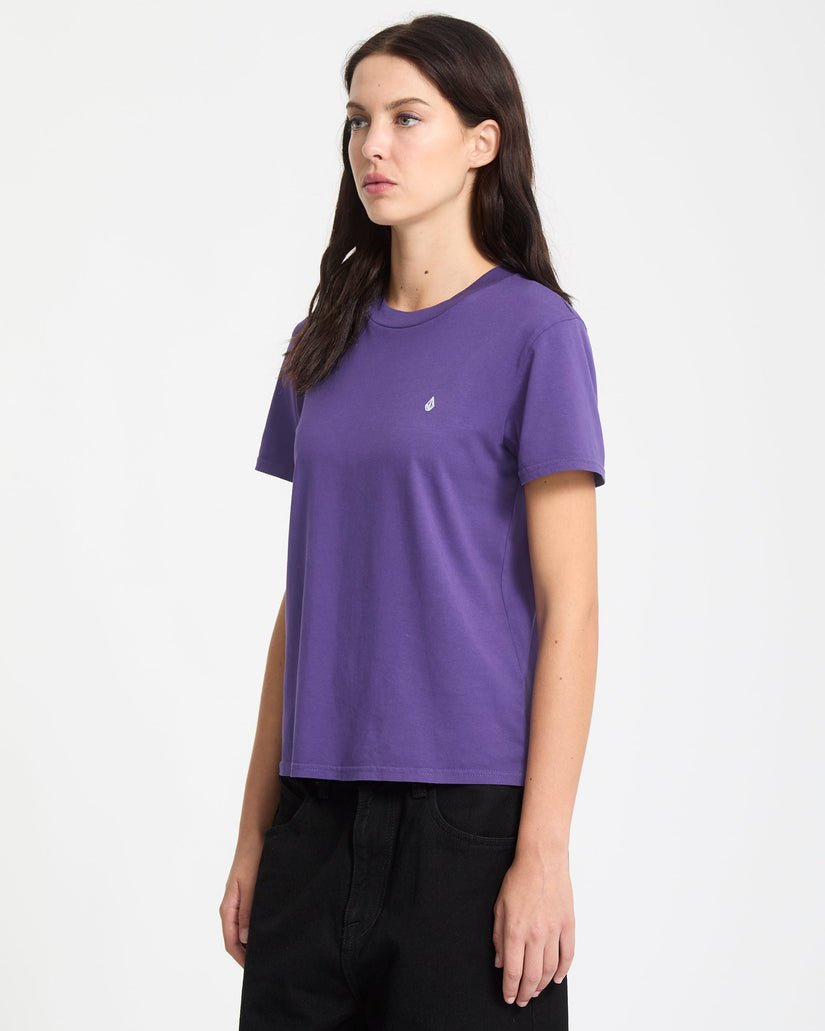 Solid Stone Emb T-Shirt - Acai