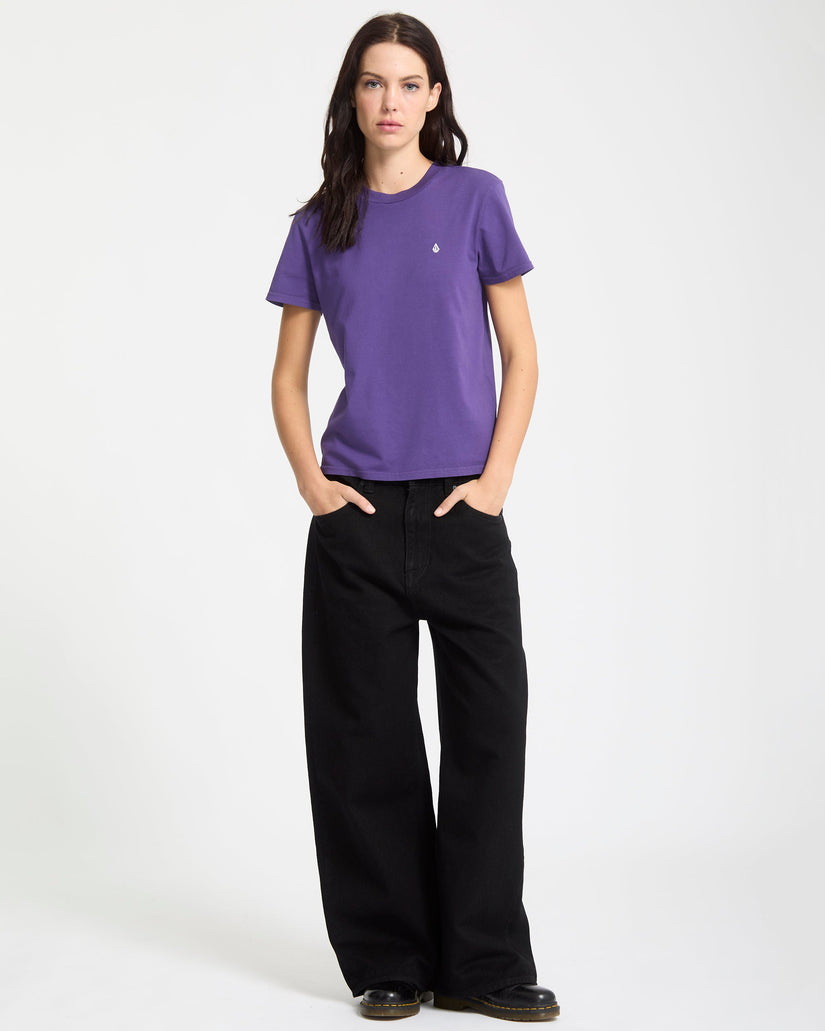 Solid Stone Emb T-Shirt - Acai