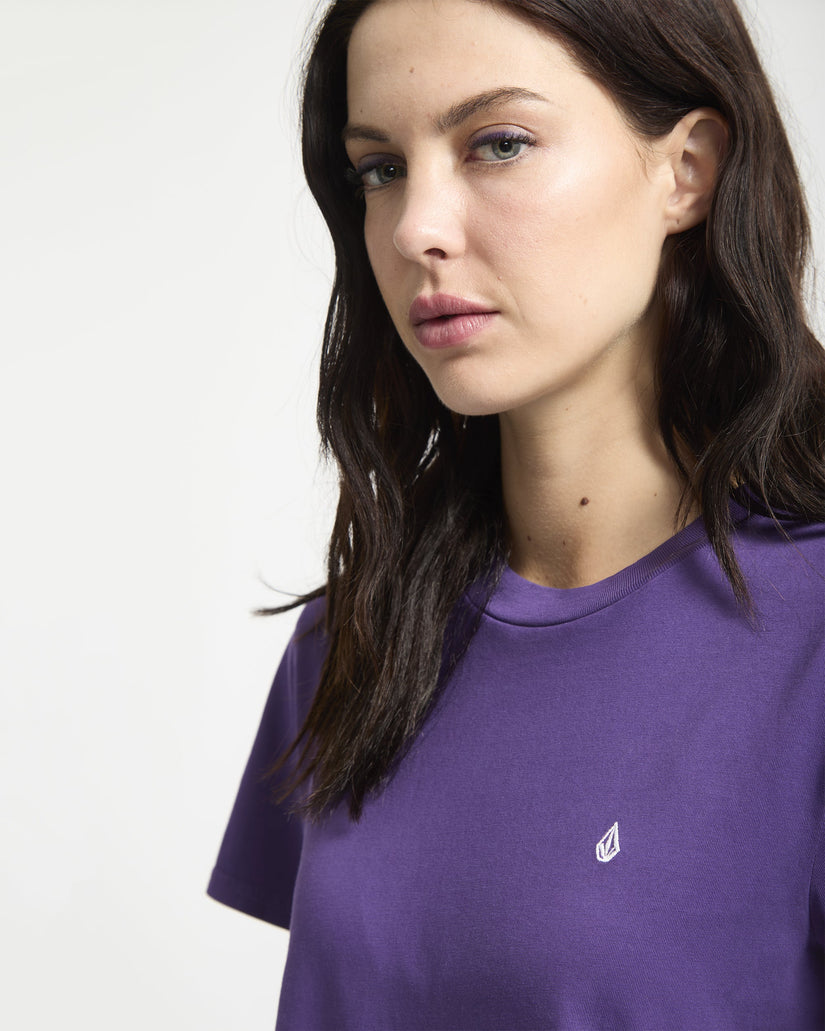 Solid Stone Emb T-Shirt - Acai