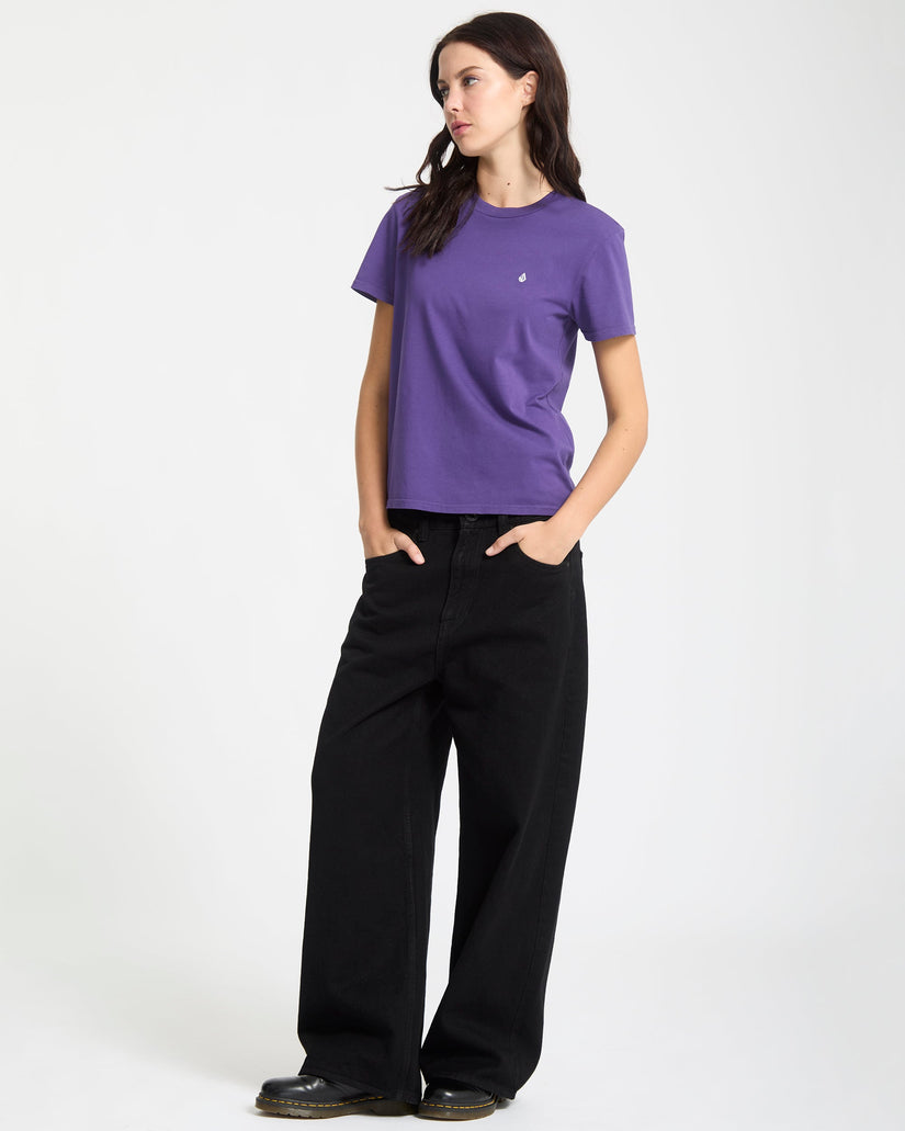 Solid Stone Emb T-Shirt - Acai