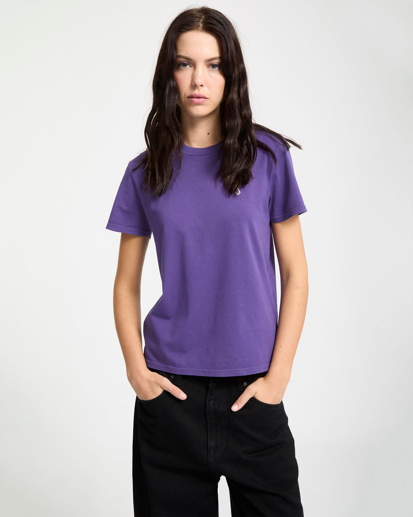 Solid Stone Emb T-Shirt - Acai