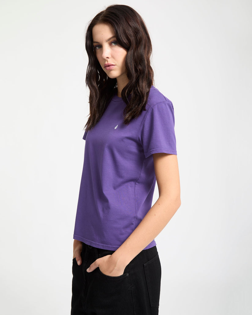 Solid Stone Emb T-Shirt - Acai