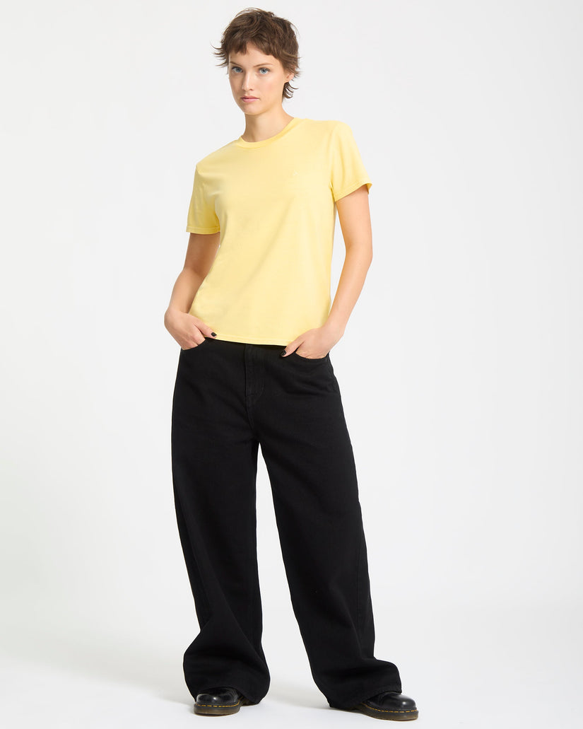 Solid Stone Emb T-Shirt - Dawn Yellow