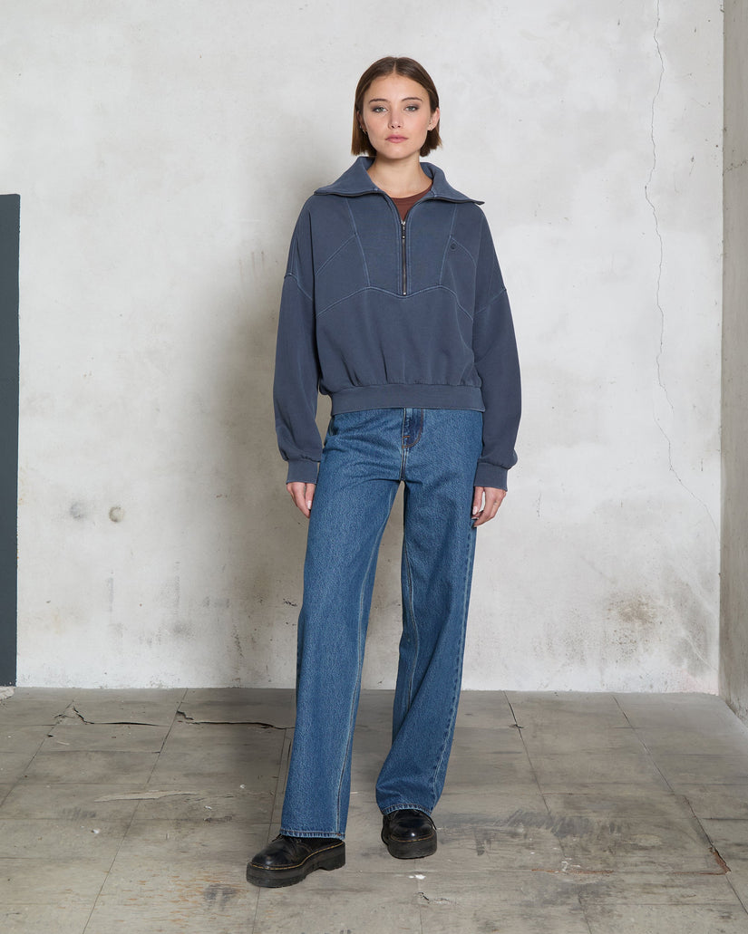 Reetrocity Quarter Zip Sweatshirt - Storm Blue
