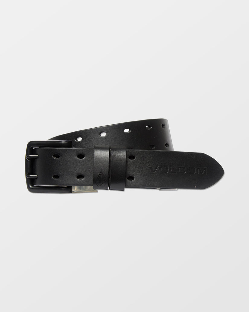 Two Spike Leather Belt - Black