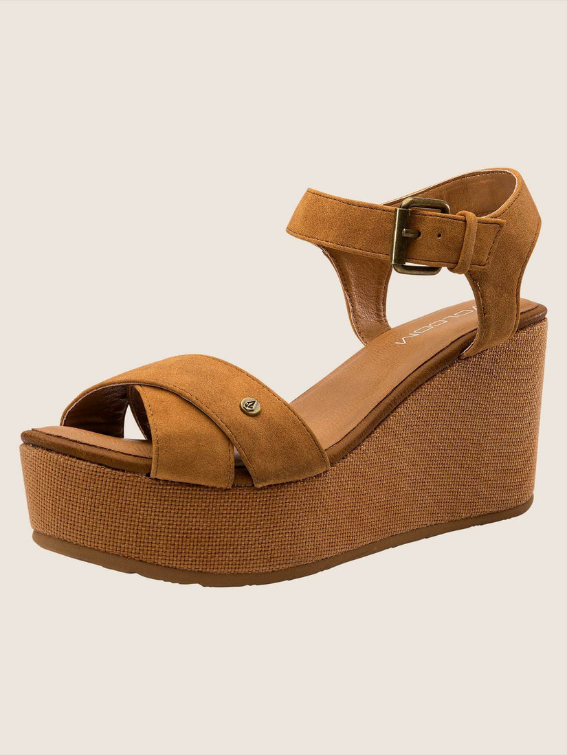 Stone Platform Sandals - Cognac